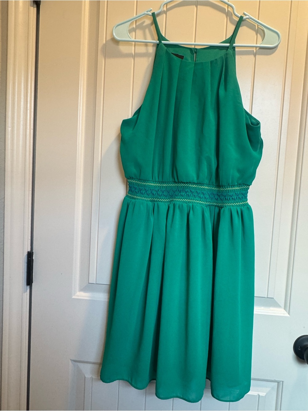 I.N. San Francisco green Halter Smocked-Waist Midi Dress